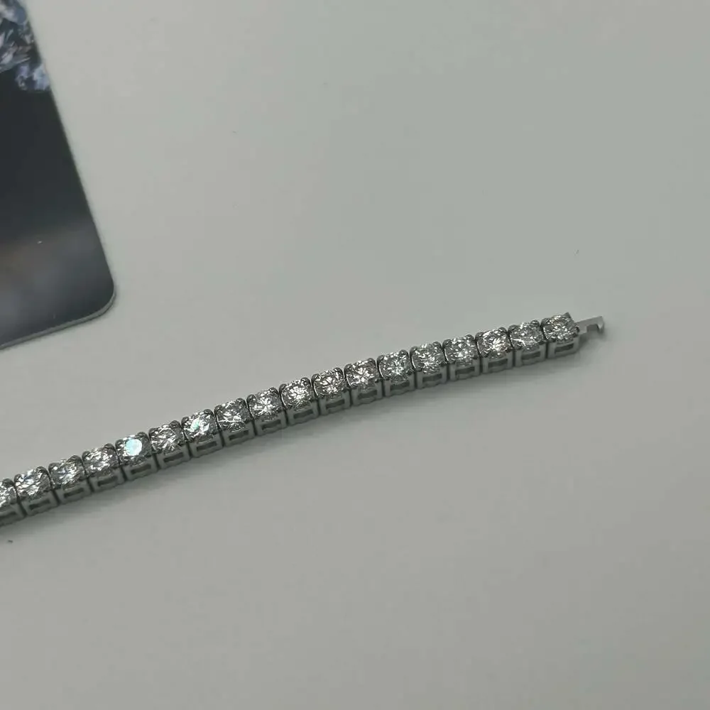 3mm Moissanite Silver Tennis Bracelet 8 Inch GRA Certified Passes Tester VVS1 - Picture 5 of 8